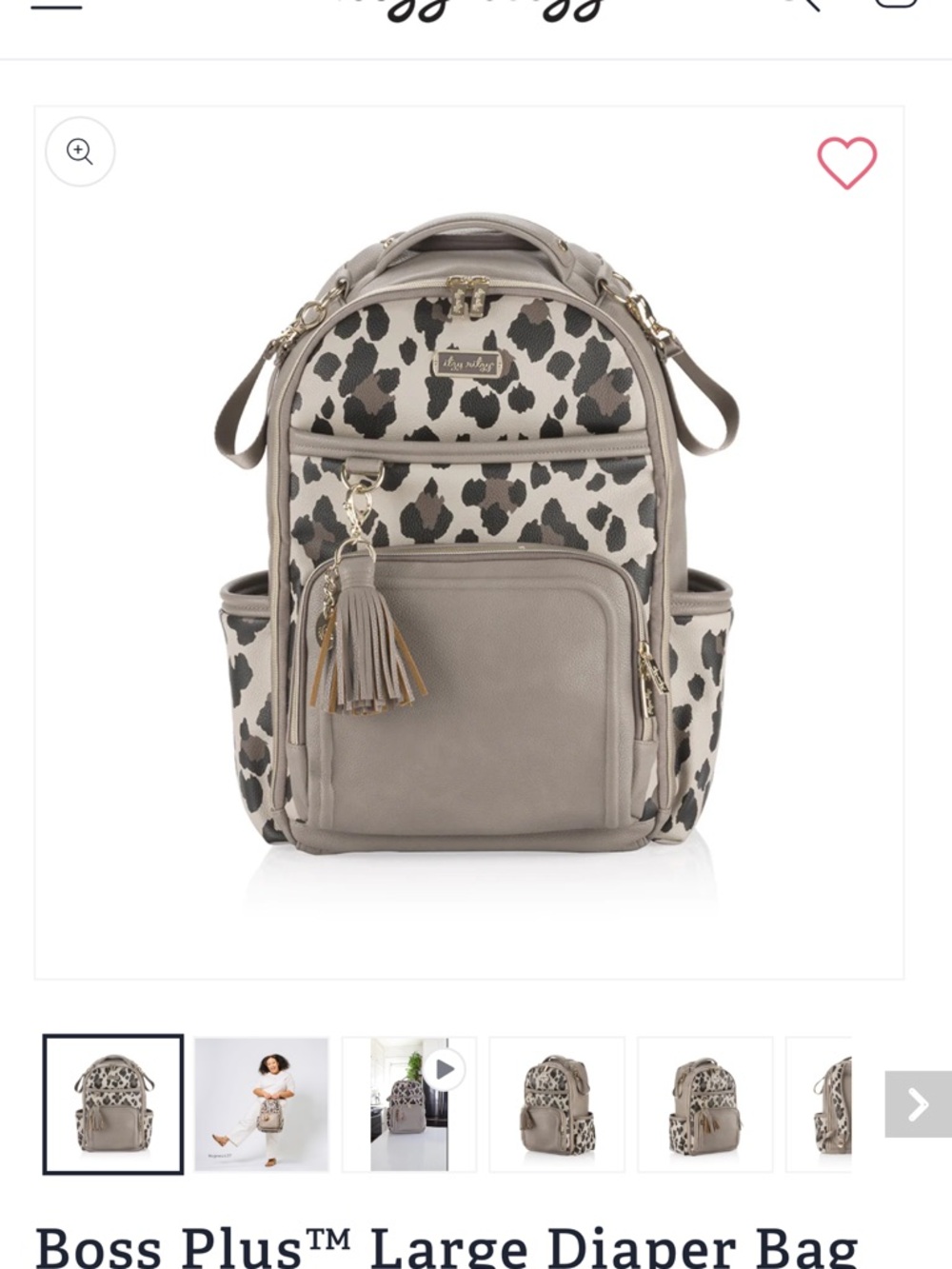 Itzy Ritzy Boss  Plus™ Large Diaper Bag Backpack - Taupe Leopard